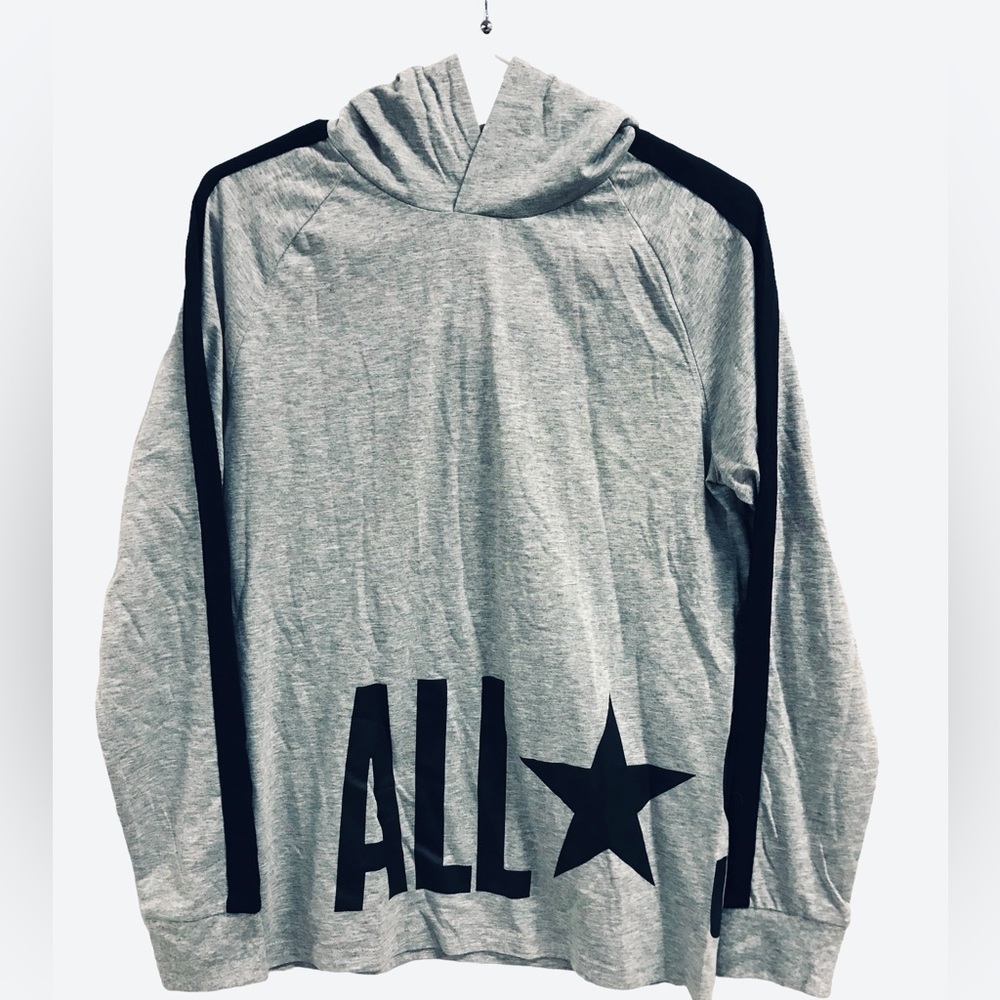 Converse All Star Cotton Long Sleeve Shirt with Hood Heather Gray Boys Size XL